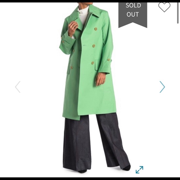 Burberry Notch Collar Bright Green Trench Coat